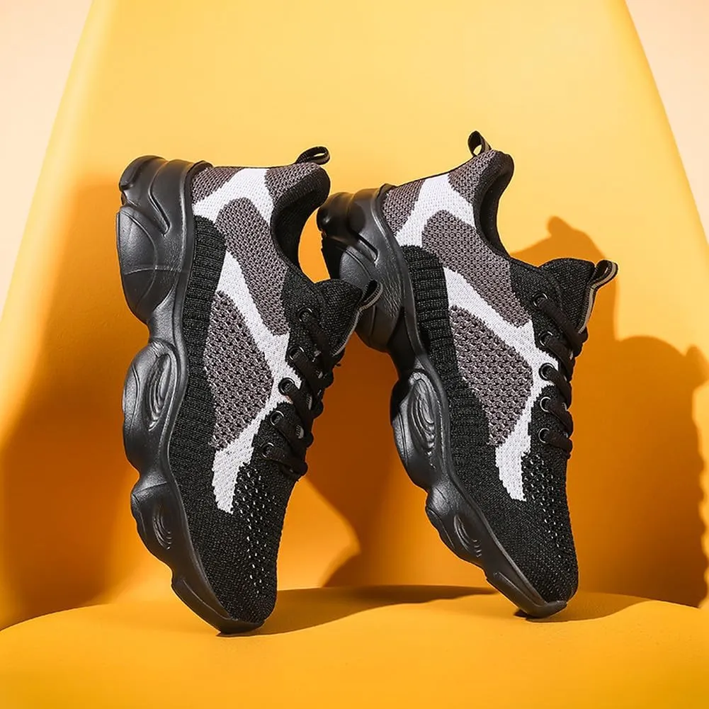Women's Platform Breathable Soft Mesh Lace Up Sneakers Lightweight Road Running Walking Sock Shoes