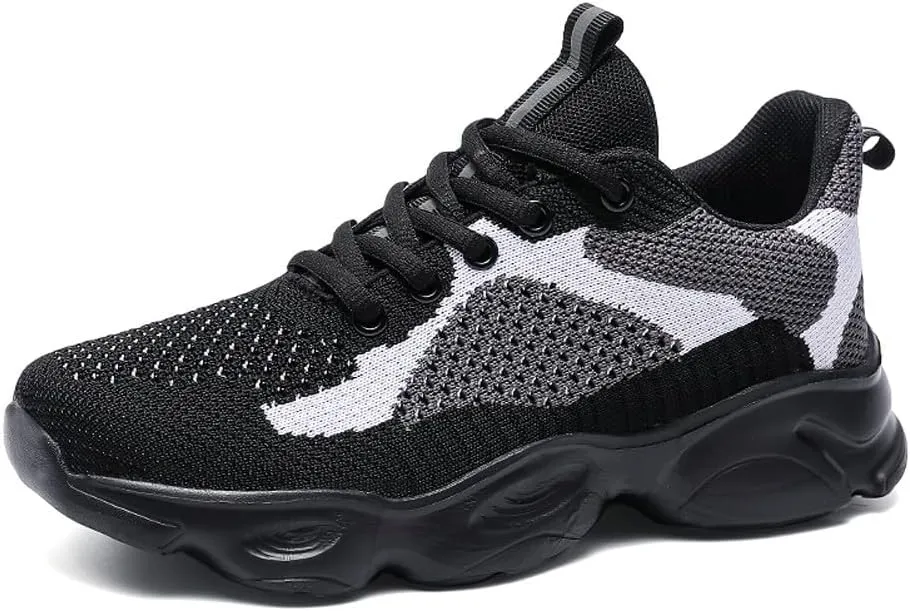 Women's Platform Breathable Soft Mesh Lace Up Sneakers Lightweight Road Running Walking Sock Shoes