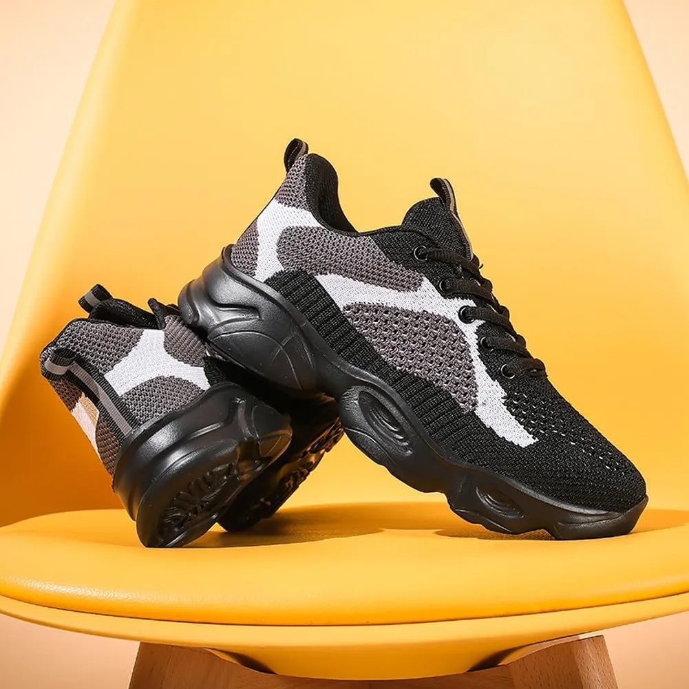 Women's Platform Breathable Soft Mesh Lace Up Sneakers Lightweight Road Running Walking Sock Shoes