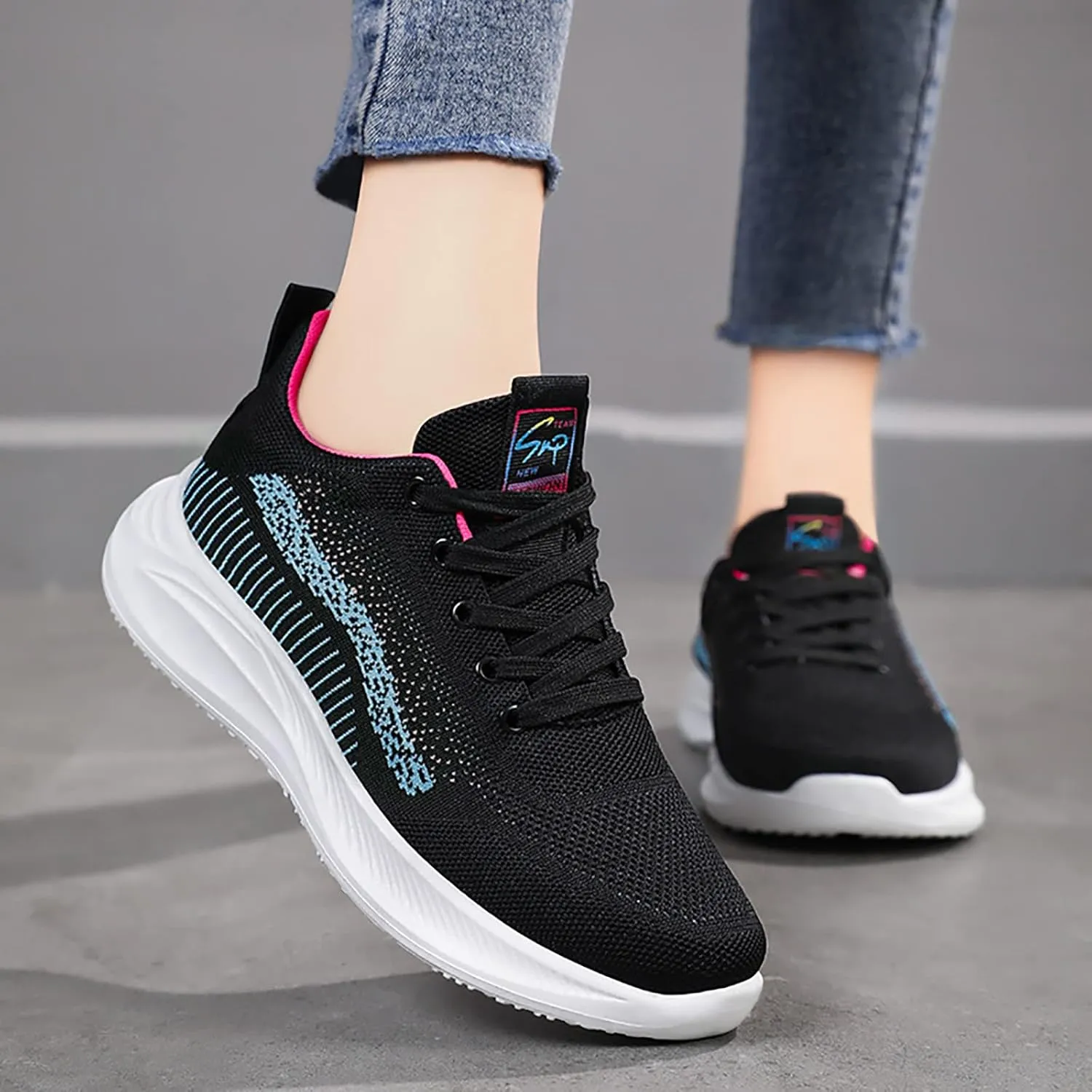 Womens Slip On Sneakers Black Grey Slip On Shoes Women Dressy Casual Basketball Shoes for Women with Laces Womens Trail Running Shoes Arch Support Tennis Shoes for Women Size 10 Wide