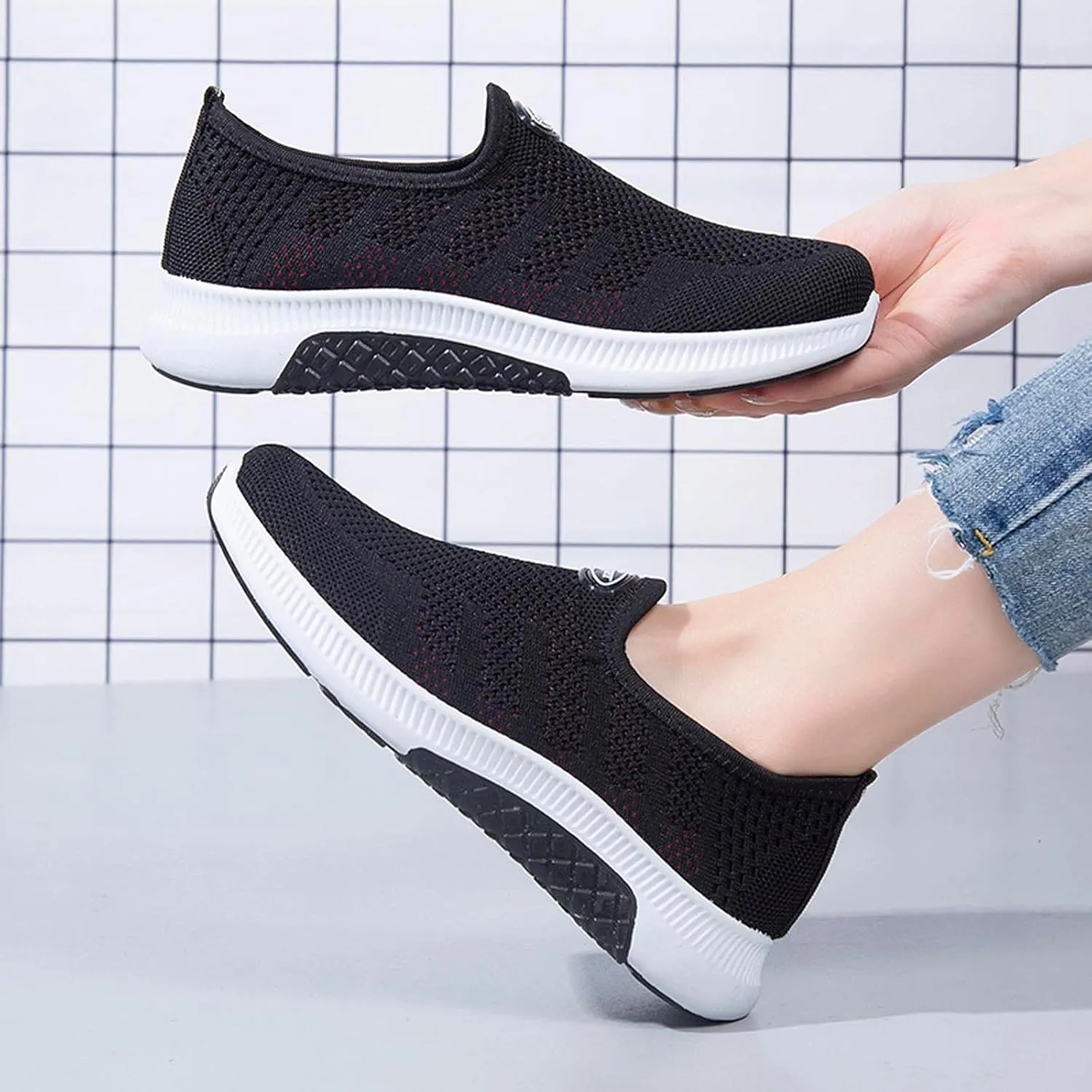 Women's Sneakers Size 9.5 Wide Tenis para Mujer De Trabajo Antideslizantes Womens Slip On Sneakers 8.5 Wide White Orthopedic Plantar Fasciitis Shoes Women Black Flats Womens Black Sneakers Wide 8.5