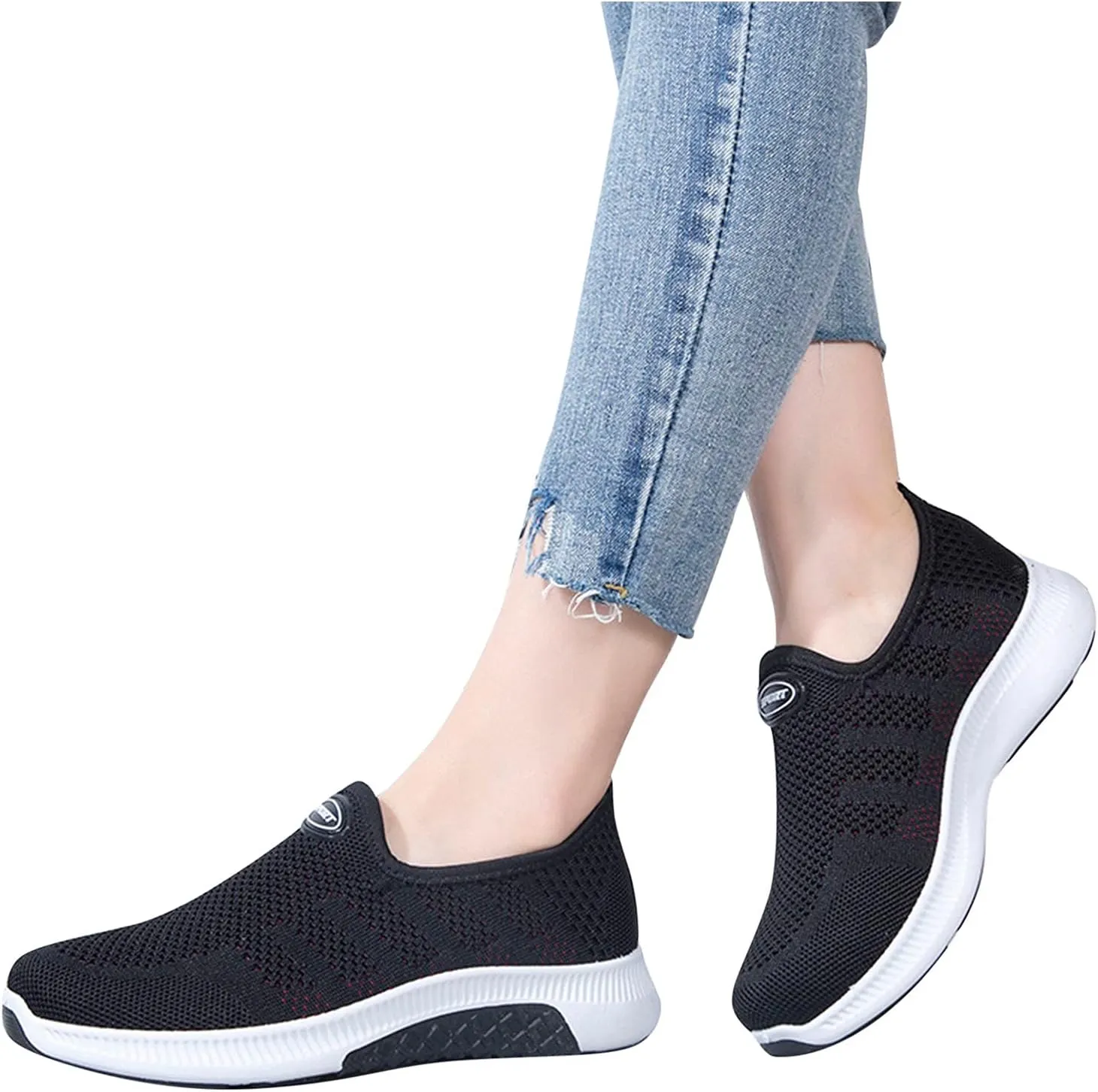 Women's Sneakers Size 9.5 Wide Tenis para Mujer De Trabajo Antideslizantes Womens Slip On Sneakers 8.5 Wide White Orthopedic Plantar Fasciitis Shoes Women Black Flats Womens Black Sneakers Wide 8.5
