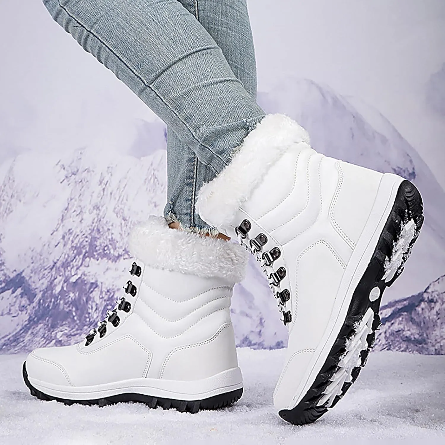 Women's Snow Boots Fleece Lined Cold Proof Boots Insulated Winter Boots Comfort Hiking Boots Outdoor Snow Boots