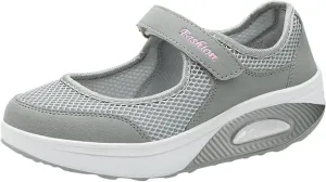 Womens Tennis Shoes Hollow Breathable Fitness Shoes Platform Ankle Paste Fashion Lightweight Running Shoes Hiking Footwear Casual Gym Sports Slip-Ons