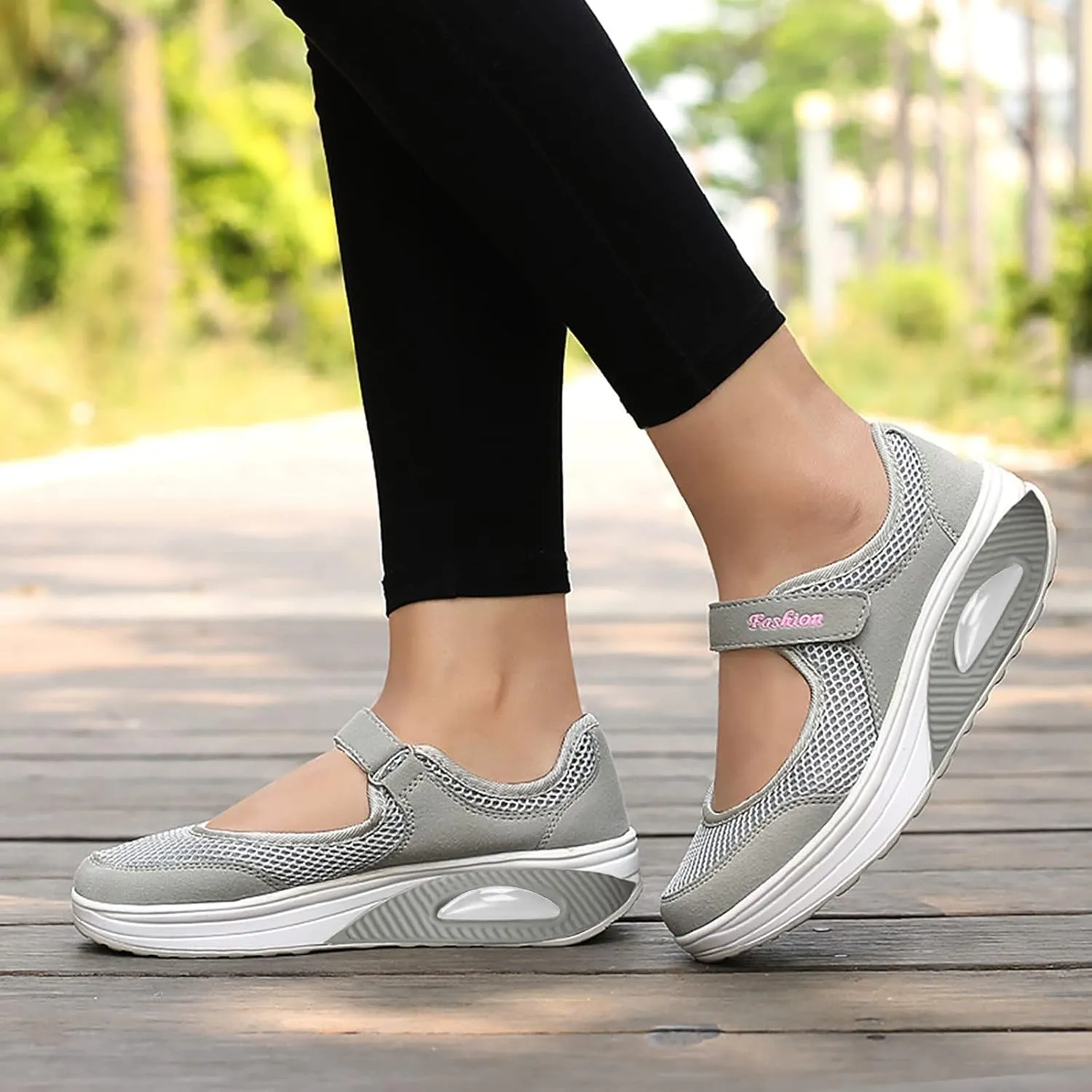 Womens Tennis Shoes Hollow Breathable Fitness Shoes Platform Ankle Paste Fashion Lightweight Running Shoes Hiking Footwear Casual Gym Sports Slip-Ons