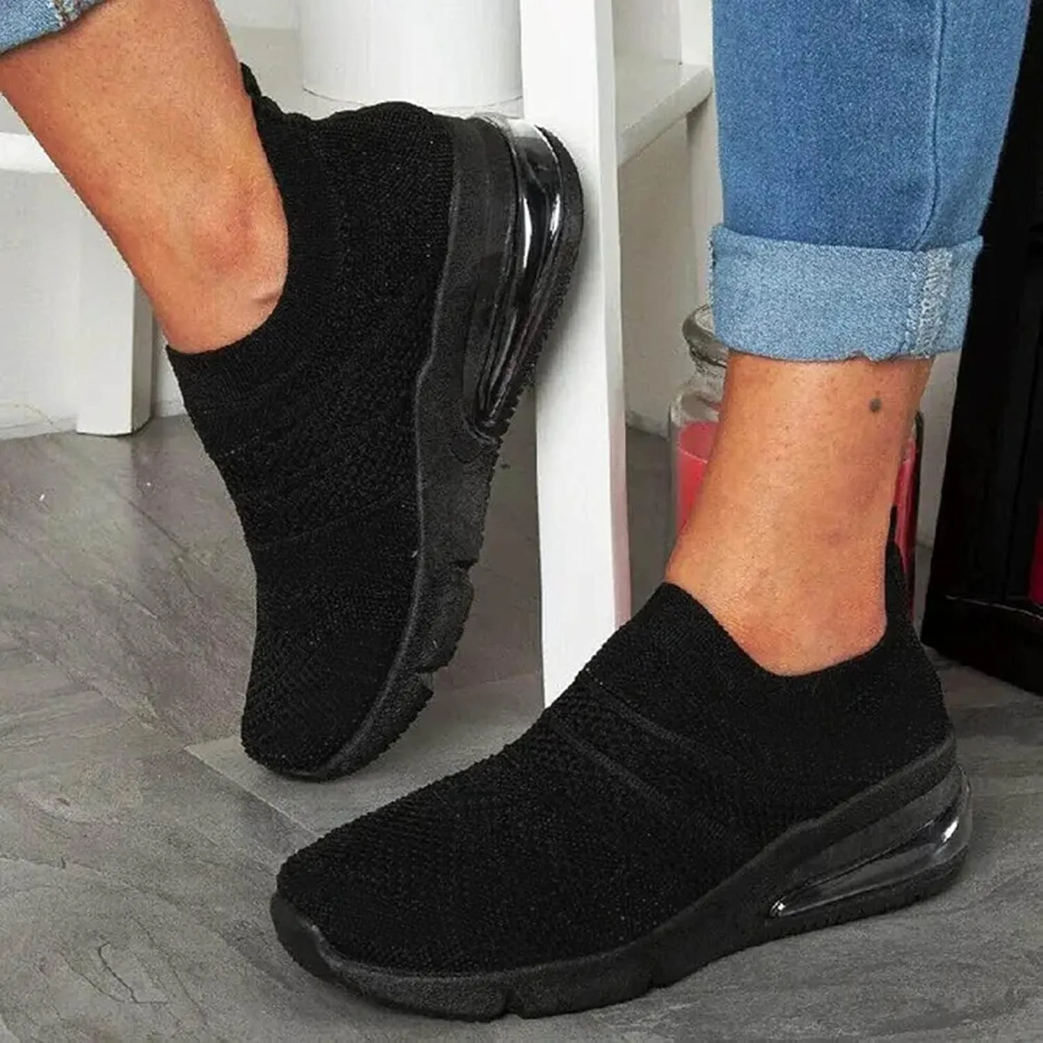 Womens Walking Shoes with Support Black On Black Walking Shoes Women Wide Feet Black Shoes Women Casual High Tops Wedge Sneakers for Women Dressy Size 10 Women Walking Shoes Slip On