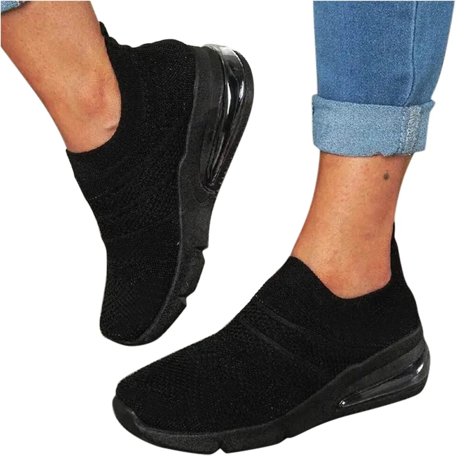 Womens Walking Shoes with Support Black On Black Walking Shoes Women Wide Feet Black Shoes Women Casual High Tops Wedge Sneakers for Women Dressy Size 10 Women Walking Shoes Slip On