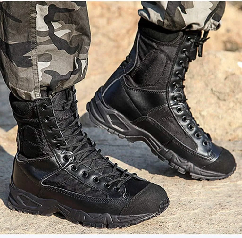 Wygwlg Men Summer Military Boots Army Combat Jungle All Terrain Boots Breathable Police Force Work Shoes Mountain Boots