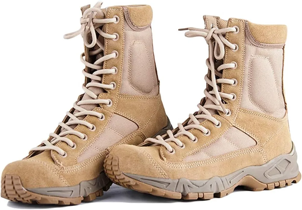 Wygwlg Men Summer Military Boots Army Combat Jungle All Terrain Boots Breathable Police Force Work Shoes Mountain Boots