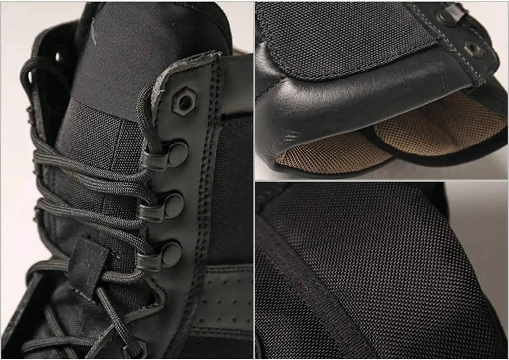 Wygwlg Men's Military Boots Breathable Army Jungle Boot Police Force Work Shoes Lace Up Work Combat All Terrain Boots
